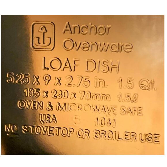 Vintage Anchor Ovenware Smoky Glass Loaf 1.5 Qt Baking Dish #1041 - Picture 2 of 4